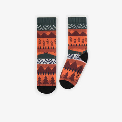Chaussettes oranges à motifs, enfant || Orange patterned socks, child