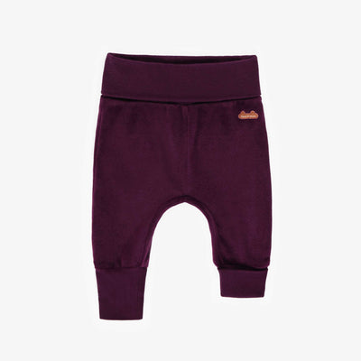 Pantalon évolutif mauve foncé en velours, naissance || Dark purple evolutive pants in velvet, newborn