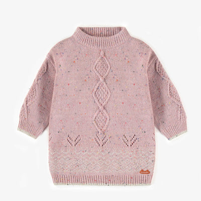 Robe de maille rose à col montant, naissance || Pink knitted dress with high collar, newborn