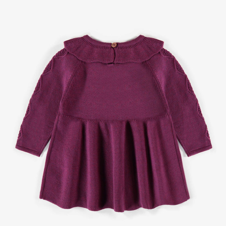 Robe mauve de maille, naissance || Purple knitted dress, newborn