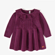 Robe mauve de maille, naissance || Purple knitted dress, newborn