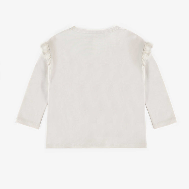 T-shirt crème à manches longues en coton biologique, naissance || Cream long sleeves t-shirt in organic cotton, newborn