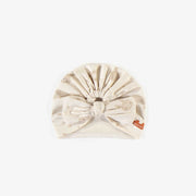 Bonnet crème avec nœud en coton biologique, naissance || Cream hat with bow in organic cotton, newborn