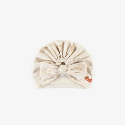 Bonnet crème avec nœud en coton biologique, naissance || Cream bonnet with bow in organic cotton, newborn