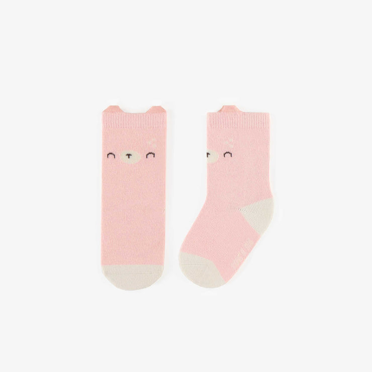 Chaussettes roses extensibles, naissance || Pink stretchy socks, newborn