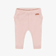 Legging rose à volants en coton biologique, naissance  || Pink ruffled leggings in organic cotton, newborn