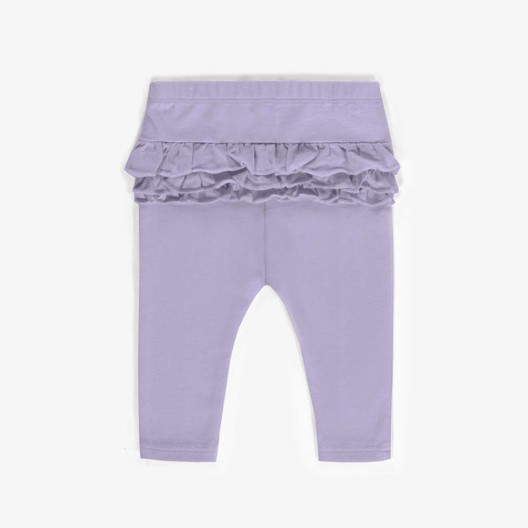 Legging violet à volants en coton biologique, naissance  || Violet ruffled leggings in organic cotton, newborn