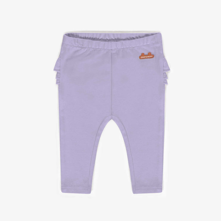 Legging violet à volants en coton biologique, naissance  || Violet ruffled leggings in organic cotton, newborn