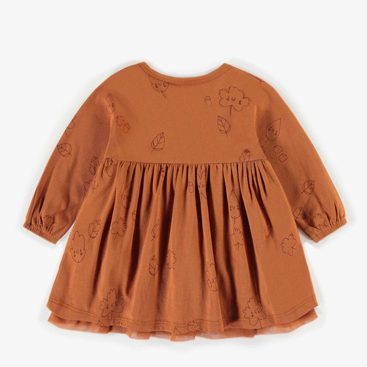 Robe cache-couche brune cuivrée en coton biologique, naissance  || Amber brown bodysuit dress in organic cotton, newborn