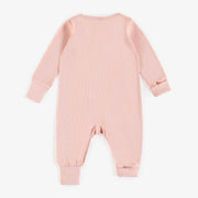 Pyjama une-pièce rose évolutif en coton biologique, naissance || Pink evolutive one-piece pajamas in organic cotton, newborn