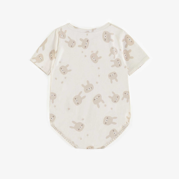 Cache-couche crème à motifs en coton biologique, naissance || Cream patterned bodysuit in organic cotton, newborn