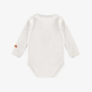 Cache-couche crème col henley en coton biologique, naissance || Cream henley collar bodysuit in organic cotton, newborn