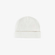 Bonnet crème en coton biologique, naissance  || Cream hat in organic cotton, newborn
