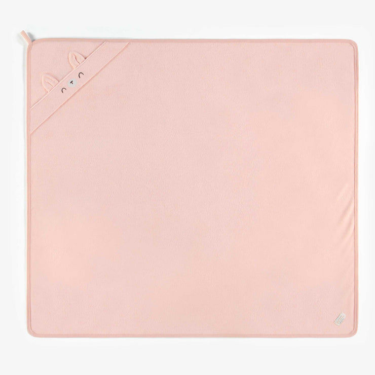 Serviette de bain rose en ratine, naissance || Pink terry bath towel, newborn