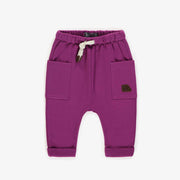 Pantalon mauve de coupe décontractée en coton ouaté, bébé || Purple pants casual fit in cotton-blend, baby