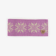 Bandeau de maille mauve à motif en coton, enfant || Purple patterned knitted headband in cotton, child