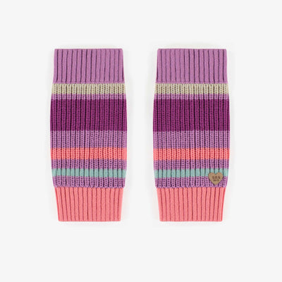 Jambière de maille mauve à motif en coton, bébé || Purple patterned knitted leg warmer in cotton, baby