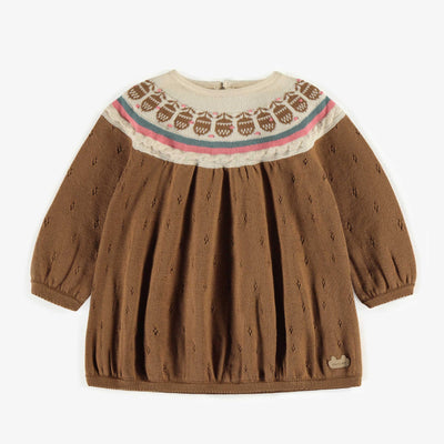 Robe de maille brune imitation cachemire, naissance || Brown knit dress with a cashmere imitation, newborn