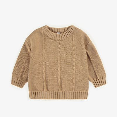 Chandail de maille brun pâle imitation cachemire, naissance || Light brown knitted sweater with a cashmere imitation, newborn