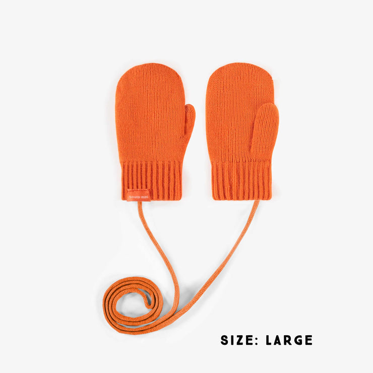 Mitaines de maille orange, bébé || Orange knitted mittens, baby