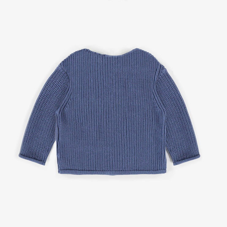 Veste de maille bleue extensible, naissance || Blue vest in stretchy knitwear, newborn