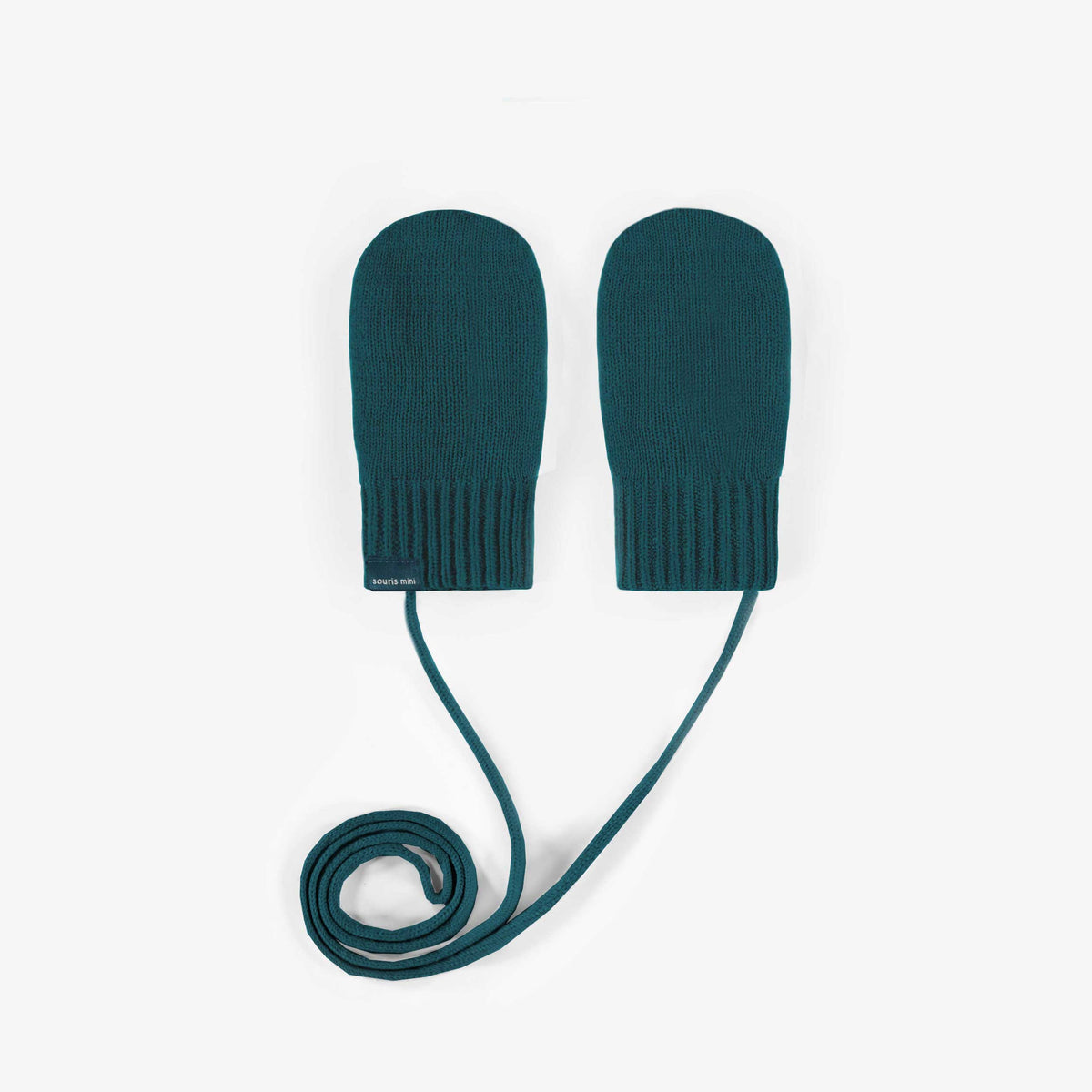 Dark turquoise knitted mittens, baby - Souris Mini - Souris Mini