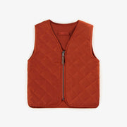 Veste sans manche orange réversible en polyester, enfant || Orange no sleeve reversible vest in polyester, child