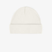 Chapeau crème d’extérieur en tricot côtelé, enfant || Cream outdoor hat in ribbed knit, child