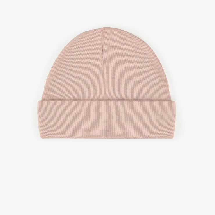 Chapeau rose d’extérieur en tricot côtelé, enfant || Pink outdoor hat in ribbed knit, child
