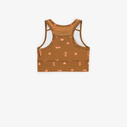 Camisole courte brune à motifs en polyester, enfant || Brown patterned tank top in polyester, child