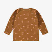 T-shirt brun avec motifs à manches longues en jersey, bébé || Brown patterned long-sleeves t-shirt in jersey, baby