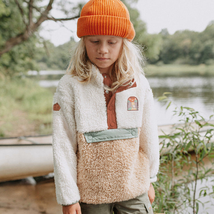 Tuque orange de maille, enfant || Orange knitted toque, child