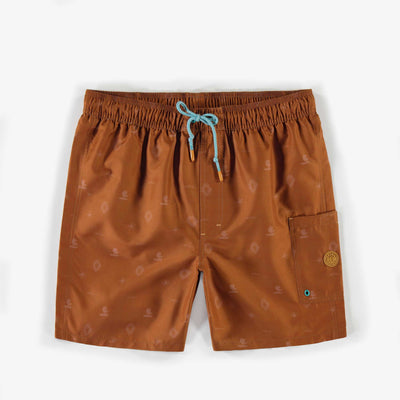 Short de bain brun à motifs, homme || Brown patterned swim shorts, man