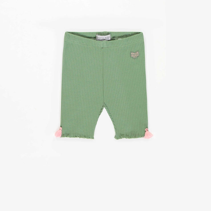 Legging vert ¾ en coton biologique extensible, bébé || Green ¾ legging in stretch organic cotton, baby