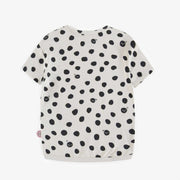Robe t-shirt crème à pois en jersey doux extensible, bébé || Cream t-shirt dress with dots in peach touch stretch jersey, baby