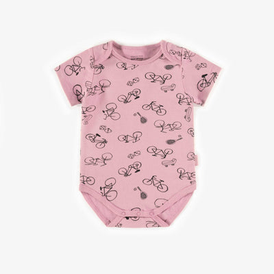 Cache-couche rose à motifs en coton, bébé || Pink patterned bodysuit in cotton, baby