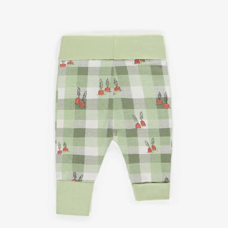 Pantalon évolutif vert à motifs en coton biologique, bébé  || Green patterned evolutive pants in organic cotton, baby
