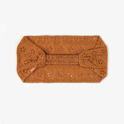 Bandeau brun en popeline avec broderie anglaise, enfant || Brown headband in poplin with english embroidery, child