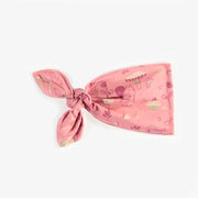 Bandeau rose à motifs en viscose, enfant || Pink patterned headband in viscose, child