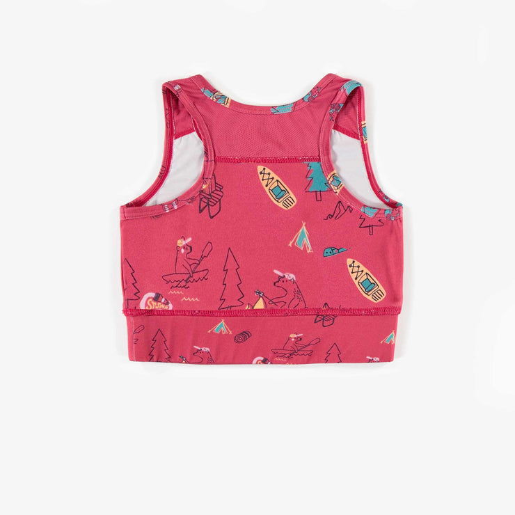 Camisole courte de sport rose en lycra extensible, enfant || Pink stretch lycra short camisole for sport, child