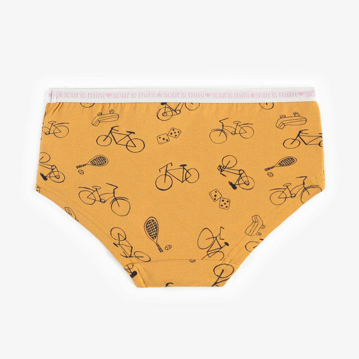 Culotte garçonne jaune en coton biologique extensible, enfant || Yellow boyish panties in organic stretch cotton, child