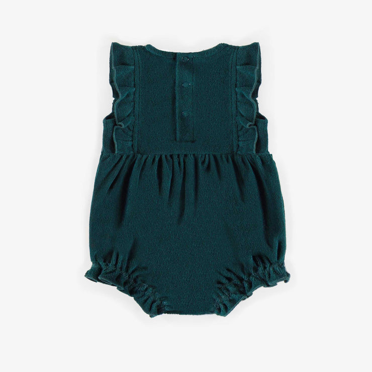 Une-pièce turquoise en ratine, naissance || Turquoise terry cloth one-piece, newborn