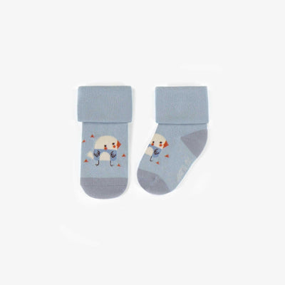Chaussettes bleues extensibles, naissance || Blue stretchy socks, newborn