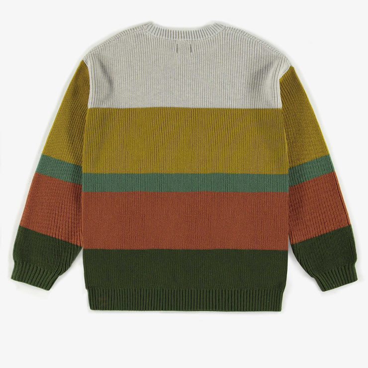 Chandail de maille ligné vert, adulte || Green striped crewneck in knitwear, adult