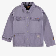 Surchemise mauve en denim sergé coloré souple, adulte || Purple colored denim shirt, adult