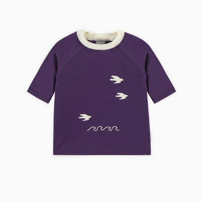 T-shirt de bain mauve avec manches aux coudes, bébé || Purple bathing t-shirt with elbow sleeves, baby