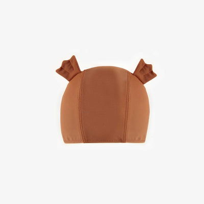 Bonnet de bain brun avec oreilles amusantes, bébé || Brown bathing cap with funny ears, baby