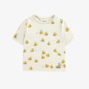 Pyjama deux-pièces crème avec abeilles en coton, bébé || Cream two-pieces pajamas with bees in cotton, baby