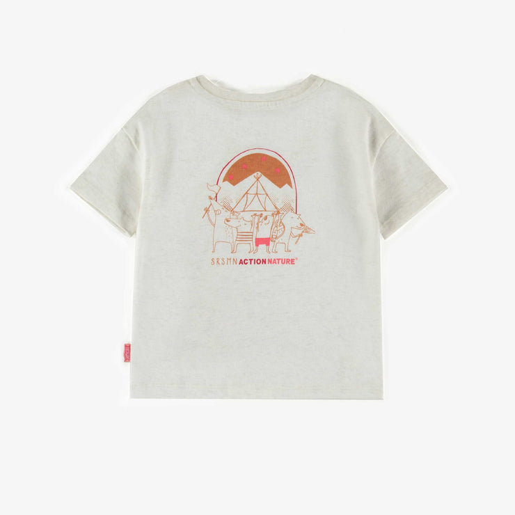 T-shirt ivoire à manches courtes en coton, bébé || Ivory short-sleeves t-shirt in cotton, baby