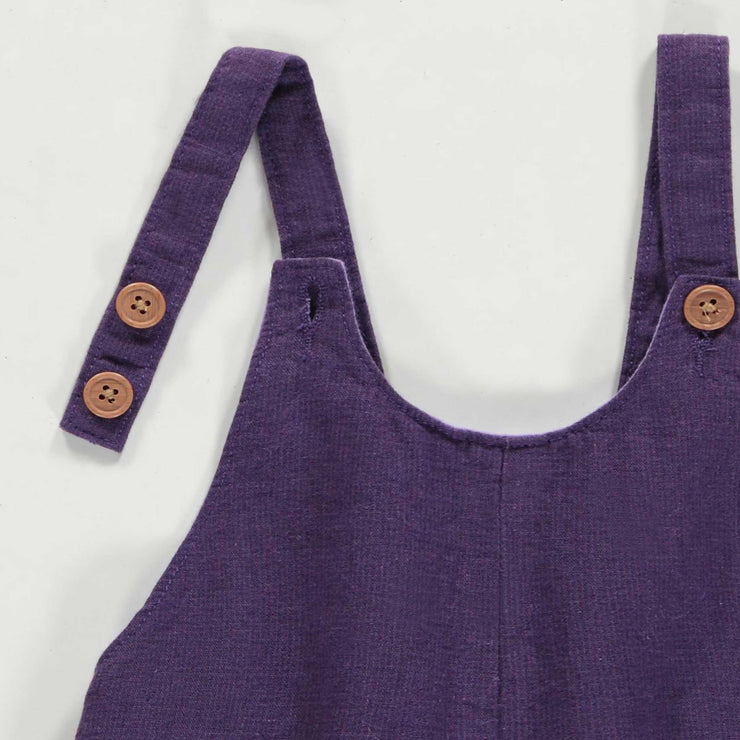 Salopette mauve ample en lin, bébé || Purple loose fit overall in linen, baby